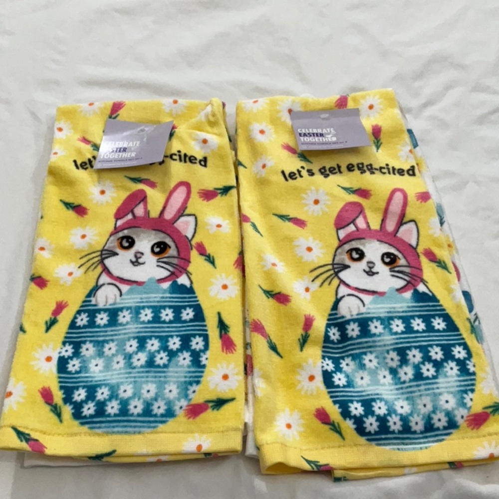 Celebrate Easter Together 4 pcs Bunny Kitchen Towels